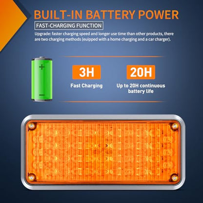 Nilight 2PCS 42LED Amber Magnetic Strobe Lights Portable Warning Hazard Light Surface Mount Waterproof 5 Patterns for 12V 24V Cars Trucks Van Off Road Vehicles ATV - color: 42LED Amber