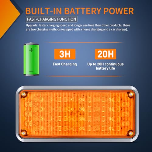 Nilight 2PCS 42LED Amber Magnetic Strobe Lights Portable Warning Hazard Light Surface Mount Waterproof 5 Patterns for 12V 24V Cars Trucks Van Off Road Vehicles ATV - color: 42LED Amber
