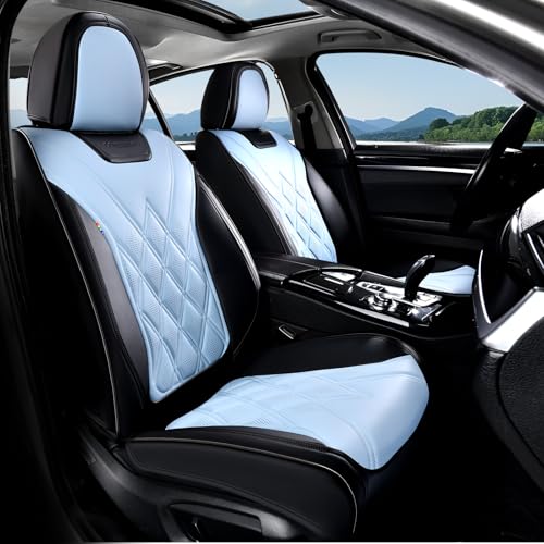 Coverado Car Seat Covers, Front Covers for Cars, Car Seat Cover Front Seats, Automotive Seat Cover, Waterproof, Leather Car Seat Cushion, Universal Interior Seat Protectors for Most Cars Black-Bule - color: Black-Blue, size: Front Pair