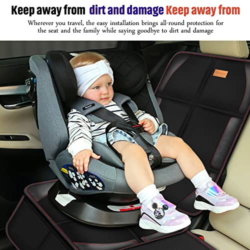 Bacgnyer Car Seat Protector, 2 Pack of Seat Protectors, Thickest Padded 600D Fabric Padding, Waterproof, Durable, Anti Slip Backing, Child Seat Protection, Suitable for Babies, Toddlers, Children - color: Black 2