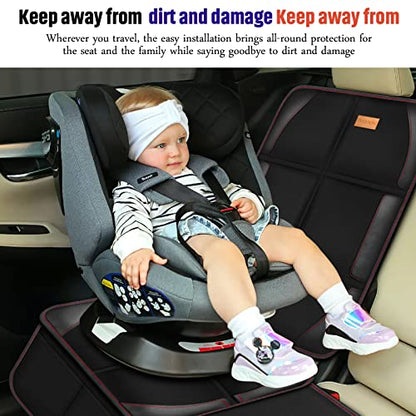 Bacgnyer Car Seat Protector, 2 Pack of Seat Protectors, Thickest Padded 600D Fabric Padding, Waterproof, Durable, Anti Slip Backing, Child Seat Protection, Suitable for Babies, Toddlers, Children - color: Black 2