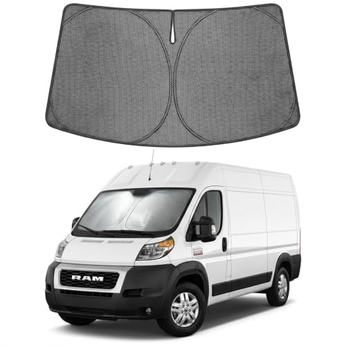 Proadsy Windshield Sun Shade Custom Fit Dodge Ram promaster 2014-2026 Ice Crystal Black Front Window Sunshade UV and Heat Blocker Foldable Visor Keeps Car Cooler for Summer Parking and Daily Use - size: 2014-2026 Dodge Ram promaster