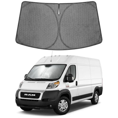 Proadsy Windshield Sun Shade Custom Fit Dodge Ram promaster 2014-2026 Ice Crystal Black Front Window Sunshade UV and Heat Blocker Foldable Visor Keeps Car Cooler for Summer Parking and Daily Use - size: 2014-2026 Dodge Ram promaster