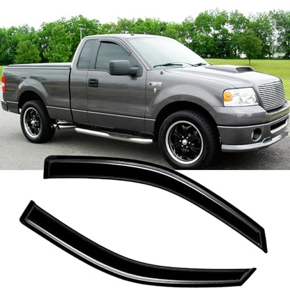 Side Window Visor Vent Deflector Rain Guard,2pcs Outside Mount Tape-on Shatterproof Dark Smoke Window Shades fit for 2004-2008 Ford F150 Standard cab(Regular cab) 92805 - size: 2pcs 2004-2008 F-150 Standard Cab (Outside Mount)