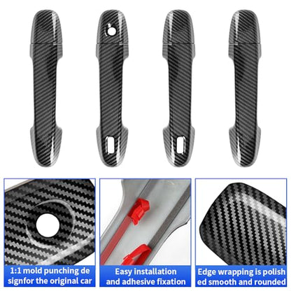 Car Chrome Carbon Fiber Style Door Handle Cover Trim Panel for Subaru Crosstrek 2018-2025，Impreza 2019-2025，Forester 2019-2024，WRX 2022-2025 ，Ascent 2019-2025 Auto Exterior Accessories Kit