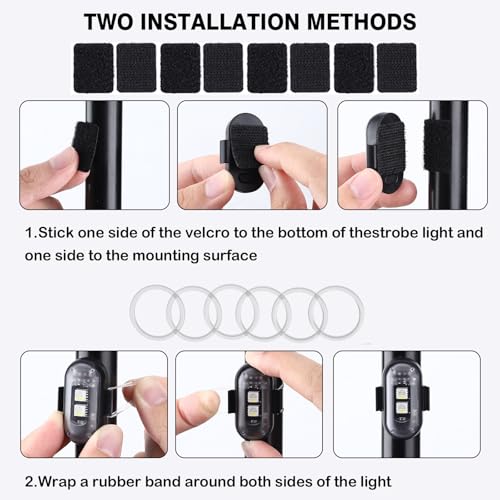 8PCS Wireless LED Strobe Lights, Halloween 8 Colors Wireless Strobe Lights with Remote Control, IP65 Waterproof Rechargeable Anti-Collision LED Emergency Warning Light for Car Drone Aircraft - size: 8PCS (Standard)