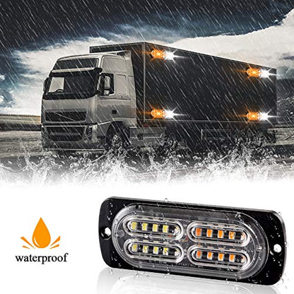 12-24V 20-LED Super Bright Emergency Strobe Warning Caution Hazard Construction Waterproof Flashing Strobe LED Light Bar Surface Mount for Car Truck SUV Van (Amber White) - color: Amber&White