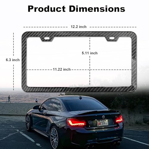 2 Packs License Plate Frame Carbon Fiber Printed Aluminum Metal Licence Plate Holder for Car Universal Fit for Men Women - color: Carvon Fiber Printed