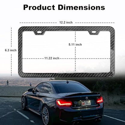 2 Packs License Plate Frame Carbon Fiber Printed Aluminum Metal Licence Plate Holder for Car Universal Fit for Men Women - color: Carvon Fiber Printed