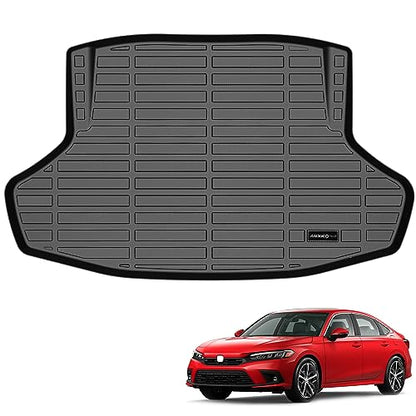 Auxko All Weather Cargo Liner Fit for Honda Civic Sedan(Not for Hatchback) 2022-2025 2026 TPE Rubber Liners Civic Accessories All Season Guard Odorless Anti-Slip Cargo Mat Black - size: civic sedan|2022-2026|cargo mat