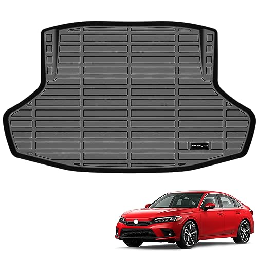 Auxko All Weather Cargo Liner Fit for Honda Civic Sedan(Not for Hatchback) 2022-2025 2026 TPE Rubber Liners Civic Accessories All Season Guard Odorless Anti-Slip Cargo Mat Black - size: civic sedan|2022-2026|cargo mat