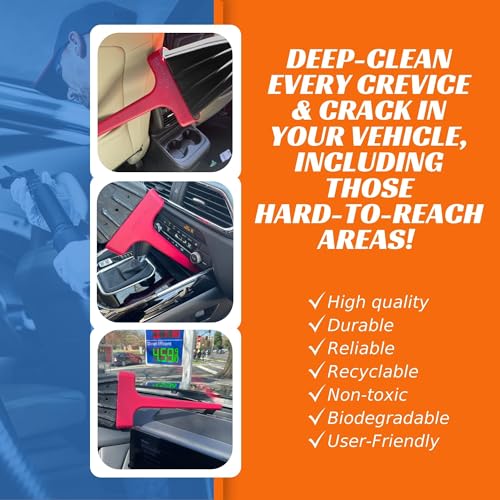 Vacuum Detail Attachment Tool | All-in-One Deepcleaning Crevice Cleaner/ Ice Scraper | The Best Car Accessories & Essentials | Wet & Dry Car Detailing Kit | Truck, Auto, & RV Cleaning Supplies (Red) - color: Red