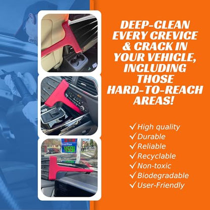 Vacuum Detail Attachment Tool | All-in-One Deepcleaning Crevice Cleaner/ Ice Scraper | The Best Car Accessories & Essentials | Wet & Dry Car Detailing Kit | Truck, Auto, & RV Cleaning Supplies (Red) - color: Red