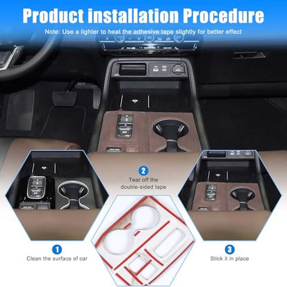 Gear Shift Panel Cover Trim Compatible with Honda Pilot 2023 2024 2025 Accessories, ABS Automotive Center Consoles Cup Holder Panel Cover Anti-Scratch Protector, 1PCS (Pear Wood Grain) - color: Pear Wood Grain