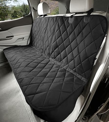 4Knines Dog Seat Cover for Back Seat, Heavy Duty Waterproof Rear Seat Protector for Small Trucks, SUV, Cars - Fits 60/40 Split Bench with Middle Seat Belt, Non-Slip Dog Backseat Cover (Regular, Black) - color: Black, size: Regular