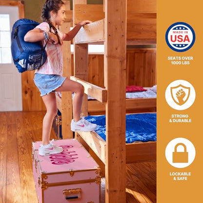 Rhino Trunk & Case Large Essential Trunk With Wheels 32”x18”x14”, 1000+ lbs Capacity - Many Colors. Strong, USA Made Summer Camp Footlocker, and Secure College Dorm Storage Chest - color: Black