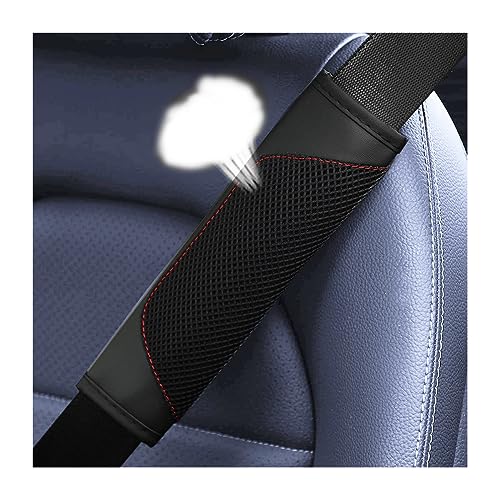 BESULEN Car Seat Belt Pads Cover, 2 Pack Leather Mesh Universal Seatbelt Shoulder Strap Protector, Soft Harness Pad Safety Belt Cover for Comfortable Driving, Car Interior Accessories (Black) - color: Black