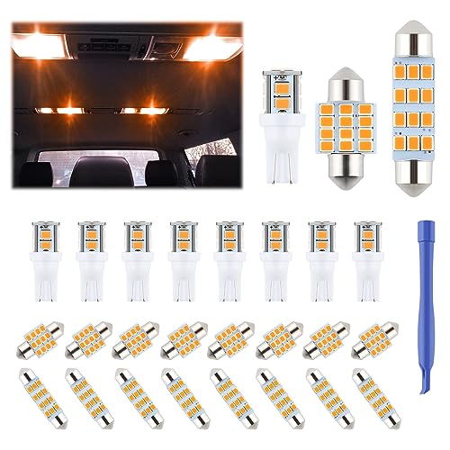 iFunyLED 24 Pieces Dome Light LED Car Interior Bulb Kit Set 194 T10 DE3175 578 31mm 42mm Bulbs Interior Replacement Lights for Car Map License Plate Door Side Marker Cornering Trunk Light - Amber - color: Amber