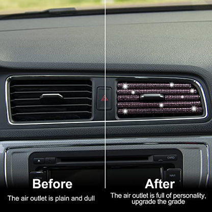 LivTee Bling Car Air Vent Outlet Moulding Trim, 10PCS, Pink Rhinestone Diamond, Chrome Finish, PVC Material, Universal Fit - color: Bling Purple