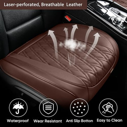 TIEHESYT Brown Car Seat Covers, 2PCS Seat Covers Bottom Protector, Breathable Nappa Leather Car Seat Covers Anti-Slip, Full Wrapping Edge Compatible with Most of Vehicles - SUVs/Sedans/Pickup Trucks - color: Brown Diamond, size: 2 PCS