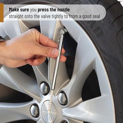 UNCO- Stainless Steel Pencil Tire Pressure Gauge, 3 Pack, 10-50PSI, 10-100PSI, 20-120PSI, Pencil Air Pressure Gauge for Tires with 16 Valve Caps - color: Silver, size: 3 Pack, 10-50 Psi, 10-100 Psi, 20-120 Psi