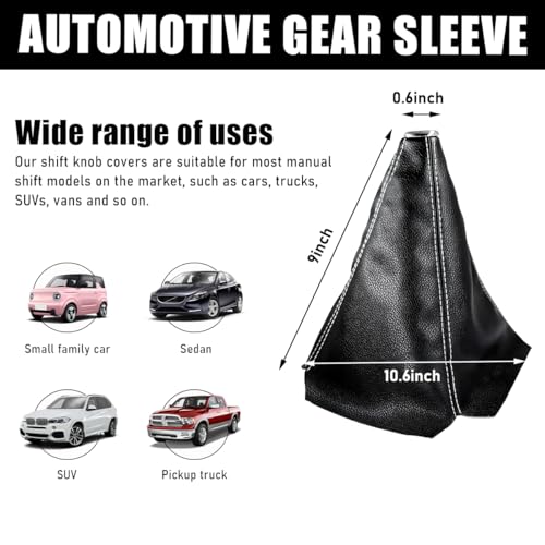 Ohleats Car Shift Knob Dust Cover, Automotive Shifter Boot Sleeve Replacement, Manual/Automatic Gear Shift Cover for Most Car Truck SUV, Universal Interior Car Accessories (Black&White) - color: Black&White