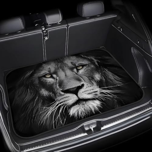 Universal Car Trunk Mat 29" x 39", Animal Black Lion All Weather Trunk Protection Cargo Liner, Durable Cargo Mat Rear Trunk Liner, Stylish Vehicle Interior Accessories Suitable for Most Car Models - color: Animal Black Lion