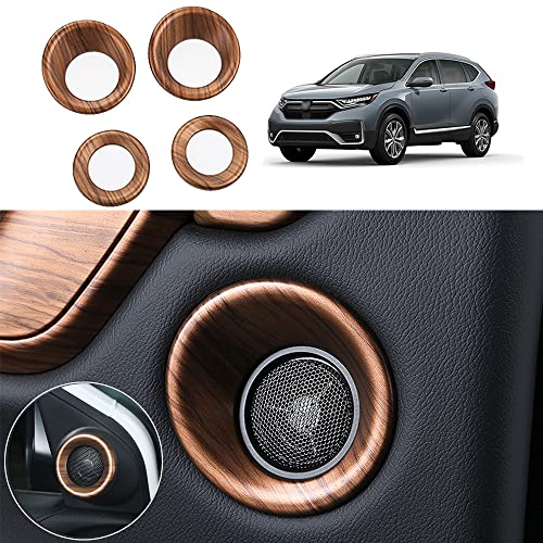 for CRV 2017-2022 A-Pillar Speaker Rings ABS Peach Wood Grain Front Rear Door Horn Loudspeaker Decorations Circle Trims for Honda CR-V CRV LX EX EX-L Touring 2017 2018 2019 2020 2021 2022 4PCS - color: Speaker Ring