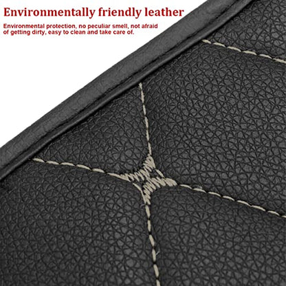 Auto Center Console Pad, PU Leather Car Center Console Box Cushion, Non Slip Soft Armrest Seat Box Cover, Waterproof Vehicle Armrest Protector for SUV, Truck, Car (Rhombic Lattice Black/Beige) - color: Rhombic Lattice Black/Beige