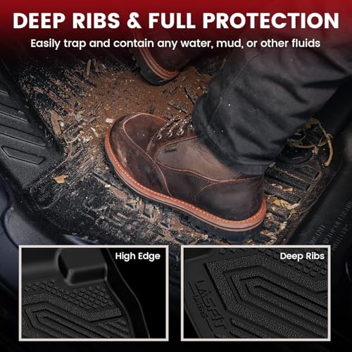LASFIT Floor Mats for Ford Explorer 2015-2019 7 Seater All Weather TPE Car Liners Custom Fit for Front, Rear and 3rd Row, Black 4pcs - style: 3) Explorer 7-Seat| 15-19 | 3Rows