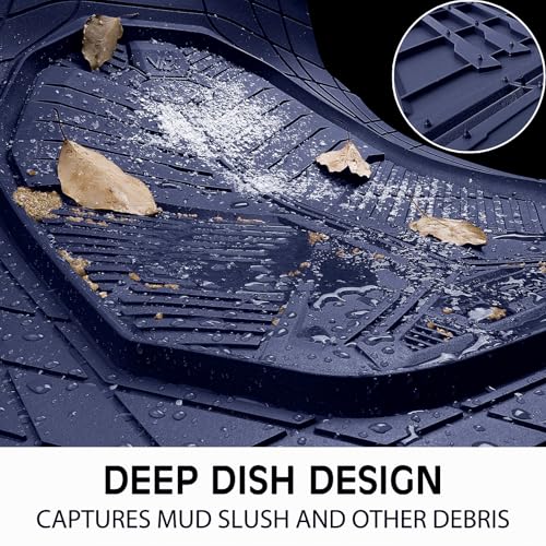 CAR PASS Heavy Duty Rubber Car Mats with Cargo Liner, Deep-Dish Car Floor Mats and Trunk Mat All Weather, Universal Trim-to-Fit for SUVs Trucks Sedans, Waterproof Anti-Slip, Trimmable V12 Blue - color: Blue Full Set