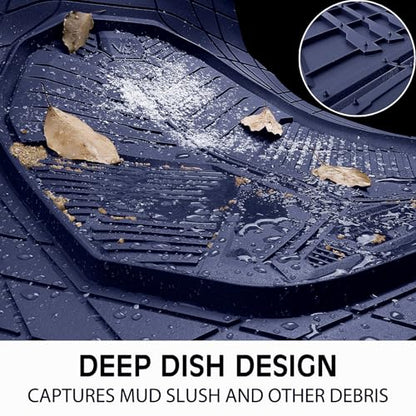 CAR PASS Heavy Duty Rubber Car Mats with Cargo Liner, Deep-Dish Car Floor Mats and Trunk Mat All Weather, Universal Trim-to-Fit for SUVs Trucks Sedans, Waterproof Anti-Slip, Trimmable V12 Blue - color: Blue Full Set