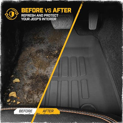 Cat® JustFit™ 3D Floor Mats for Jeep Gladiator (JL) 2020-2026, All Weather Custom Fit Jeep Gladiator Floor Liners with Extended Coverage Design, Car Floor Mats (Full Set Front & Rear) - style: Jeep Gladiator JT (2020-2026 Full Set Front & Rear)