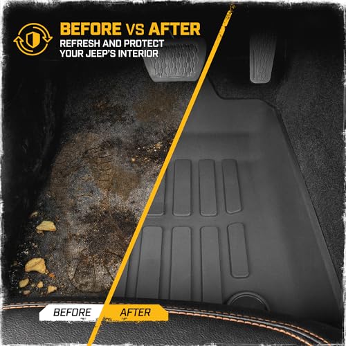 Cat® JustFit™ 3D Floor Mats for Jeep Gladiator (JL) 2020-2026, All Weather Custom Fit Jeep Gladiator Floor Liners with Extended Coverage Design, Car Floor Mats (Full Set Front & Rear) - style: Jeep Gladiator JT (2020-2026 Full Set Front & Rear)