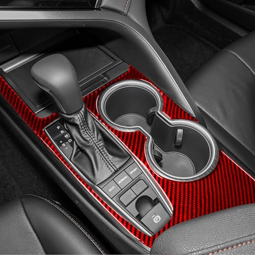Durable Real Carbon Fiber Compatible with Toyota Camry 2018-2024 Accessories Car Gear Shift Control Anti-Scratch Panel Cover Interior Trim Sticker Decal Red - color: Gear Shift Panel