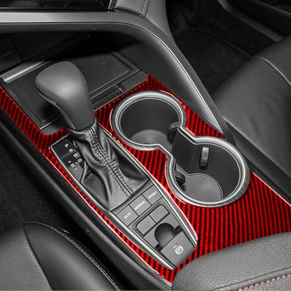 Durable Real Carbon Fiber Compatible with Toyota Camry 2018-2024 Accessories Car Gear Shift Control Anti-Scratch Panel Cover Interior Trim Sticker Decal Red - color: Gear Shift Panel