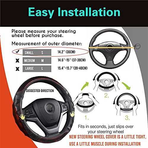PINCTROT Small Size Steering Wheel Cover Great Grip with 3D Honeycomb Anti-Slip Design, 14 Inch (Wine Red) - color: 1.Wine Red, size: Small Size[14''-14 1/4'']