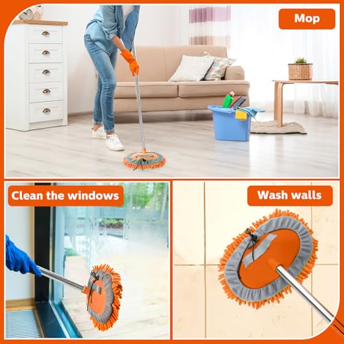 Layhit 5 Pcs Car Wash Mitt Set, Brush Not Included, Microfiber Mitt Cleaning Car Truck Washing Tools Kit RV Pickup Chenille Scratch Replacement (Orange) - color: Orange