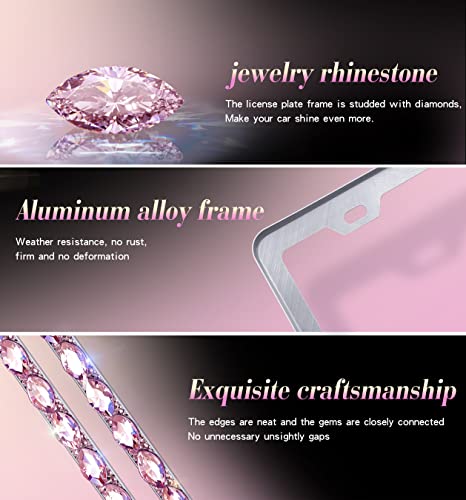 Glitter License Plate Frame, Cute Bling License Plate Frames for Women,Rhinestone License Plate Covers，Sparkly License Plate Holder with Premium Gift Box(1pack) - color: pink