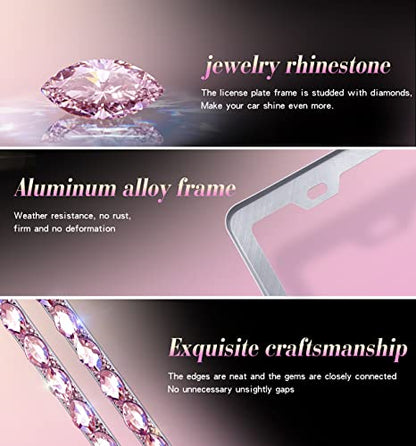 Glitter License Plate Frame, Cute Bling License Plate Frames for Women,Rhinestone License Plate Covers，Sparkly License Plate Holder with Premium Gift Box(1pack) - color: pink