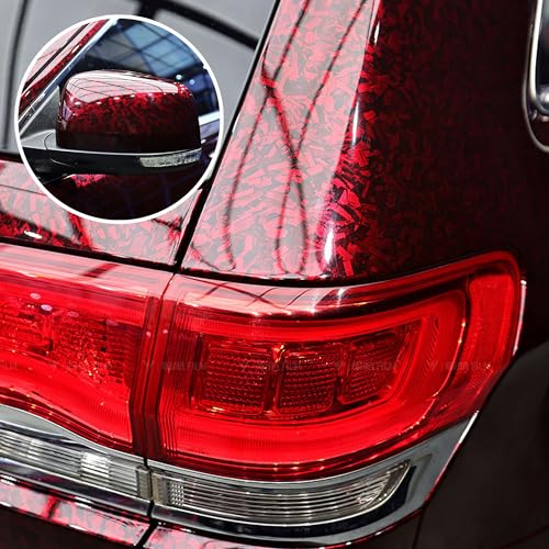 Lypumso Red Forged Carbon Fiber Vinyl Wrap, High Gloss Car Wrap Vinyl Roll, Auto DIY Decal Film Sheet with Air Release Technology, Self-Adhesive Car Wrapping 1ft x 5ft - color: High Gloss Red, size: 1ft x 5ft