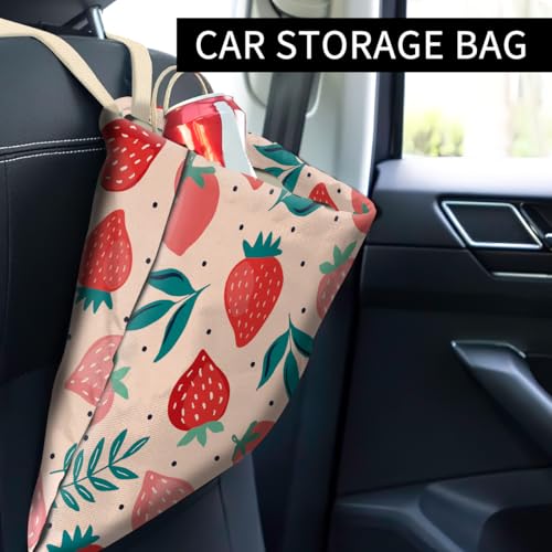 Car Trash Can, Cute Hanging Organizer and Storage Bag, Trash Bin for Vehicle, Travelling, Camping - Pink Strawberry - color: Cute Pink Strawberry