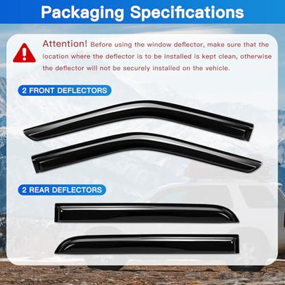 4Pcs Window Vent Visors, Outside-Mount Window Deflectors, Rain Guards for 2005-2015 Toyota Tacoma Double Cab - size: 2005-2015 Tacoma Double Cab