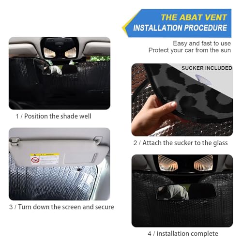 Windshield Sun Shade Dark Gray Leopard Cheetah Print Ram Front Window Block UV Shades Visor Reflective Retractable for Car SUV Trucks - color: B012