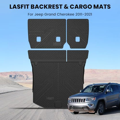 LASFIT Cargo Mat for Jeep Grand Cherokee 2011-2021 All Weather TPE Custom Fit Rear Backrest Mat Trunk Seatback Cargo Liner, Black - style: Grand Cherokee 2011-2021 Cargo Mat