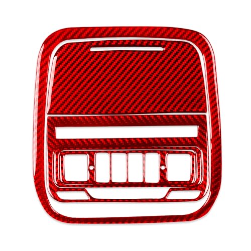 Real Red Carbon Fiber Car Front Row Roof Reading Light Control Panel Sticker Set Auto Interior Trim Compatible with Ford Explorer(U625)XLT/Limited/ST/Platinum/Platinum Hybrid 2020 2021 2022 2023 - color: Front Reading Light Panel Set