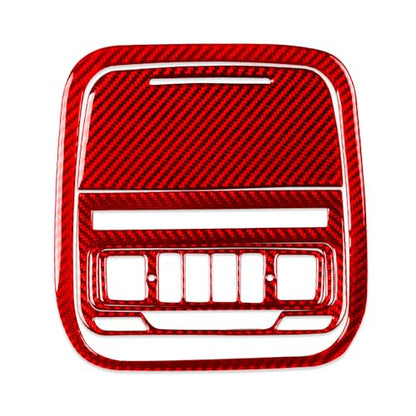 Real Red Carbon Fiber Car Front Row Roof Reading Light Control Panel Sticker Set Auto Interior Trim Compatible with Ford Explorer(U625)XLT/Limited/ST/Platinum/Platinum Hybrid 2020 2021 2022 2023 - color: Front Reading Light Panel Set