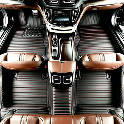 Personalized Floor Mats - Luxury Anti-Slip Car Mats, Full Coverage, Suitable for 99% of Sedan, Trucks, SUV (Black Red Stripe) - color: Black Red Stripe