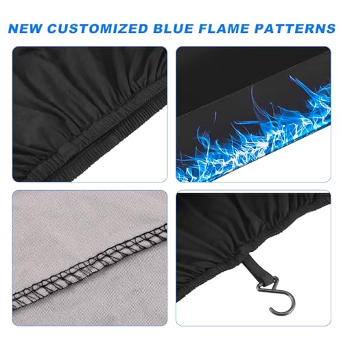 Erato Indoor Car Cover – Elastic Full Coverage Stretch Breathable Dustproof for Underground Garage, Car Show, Flame Pattern, Fits Sedans up to 209 Inches, Custom-Fit Style, Black - size: XL-Sedan