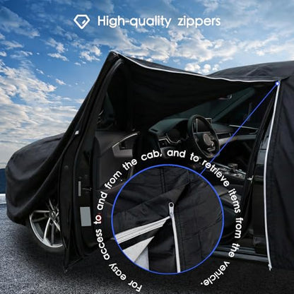 Car Cover Waterproof All Weather 10 Layers SUV Car Cover Universal 210T Heavy Duty Fit for Toyota RAV4,Honda CRV,Tesla Model Y,Chevrolet Equinox,Nissan Rogue etc.(Black,Fits SUVs up to 190") - color: Black, size: Fits SUVs up to 190"